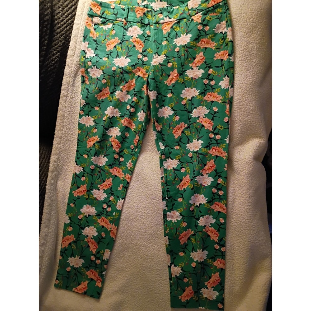 Old Navy Pixie Pants Floral Sz 12 Midrise Stretch Chrysanthemum Garden Botanical